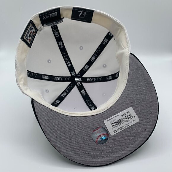 Boston Red Sox MLB White Black New Era 59Fifty Fitted Hat Mens 7 3/4 New - Picture 5 of 6